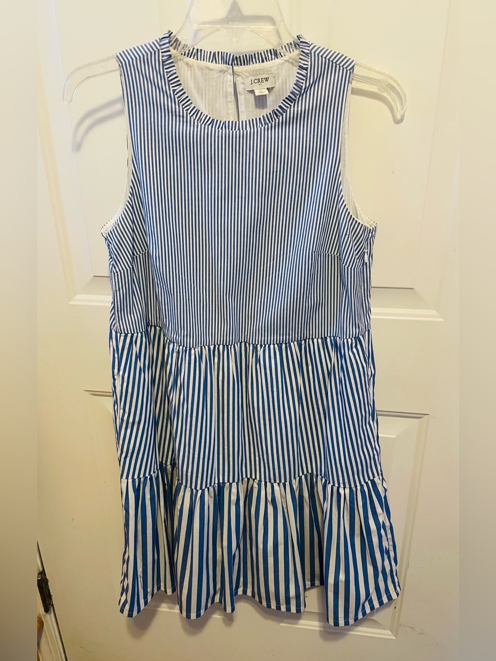 J.Crew Blue & White multi Striped tiered Sleeveless Dress